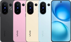 Vivo X200 FE smartphone in four color options with triple rear Zeiss cameras and sleek design